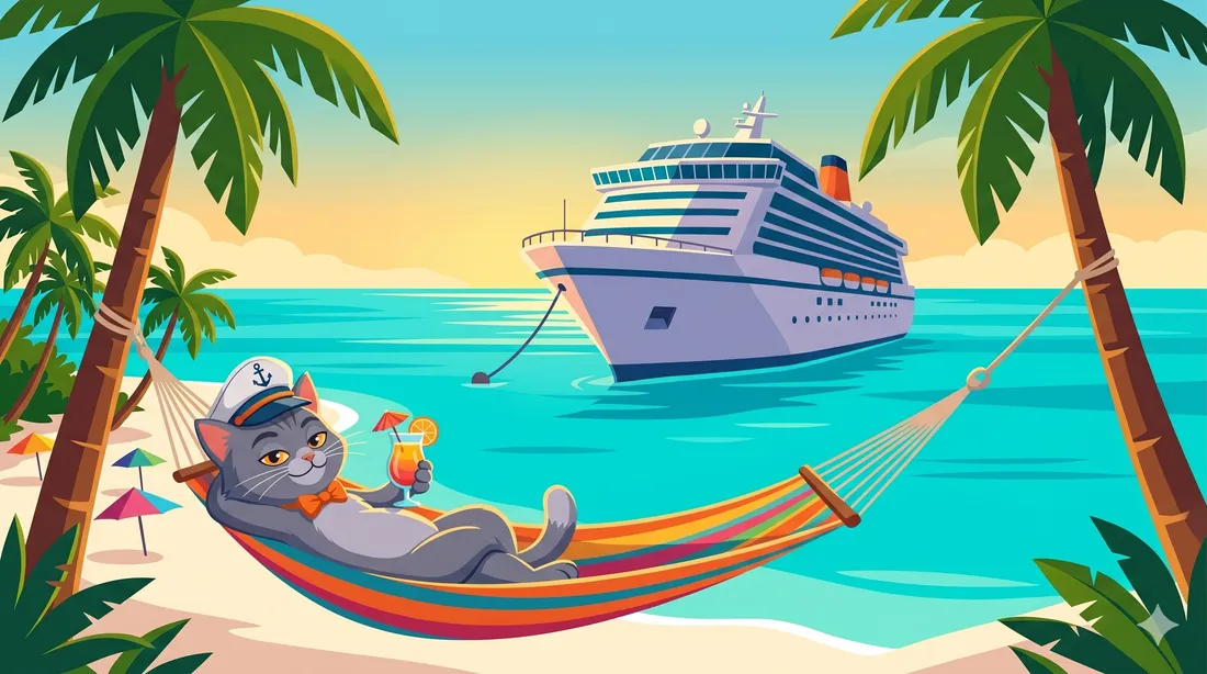 Crucero por el Caribe fondeado frente a una playa turquesa de Cozumel